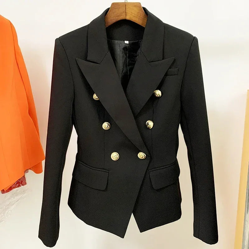 Double Breasted Blazer with Lion Buttons