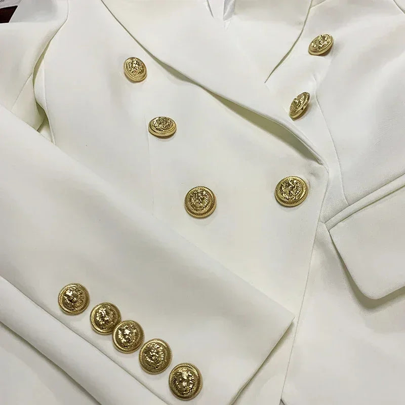 Double Breasted Blazer with Lion Buttons
