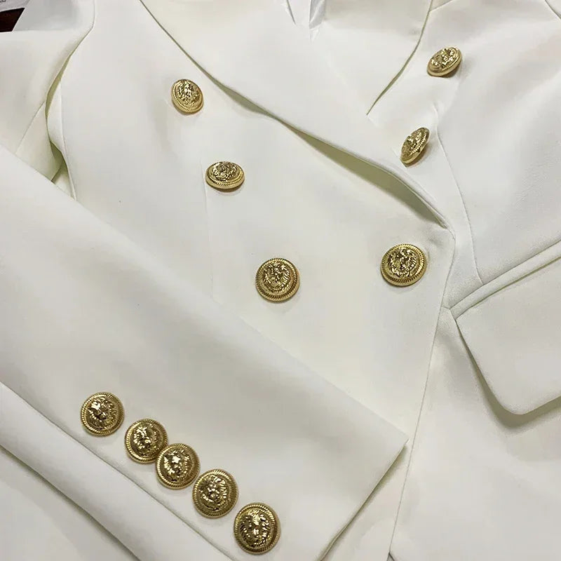 Double Breasted Blazer with Lion Buttons