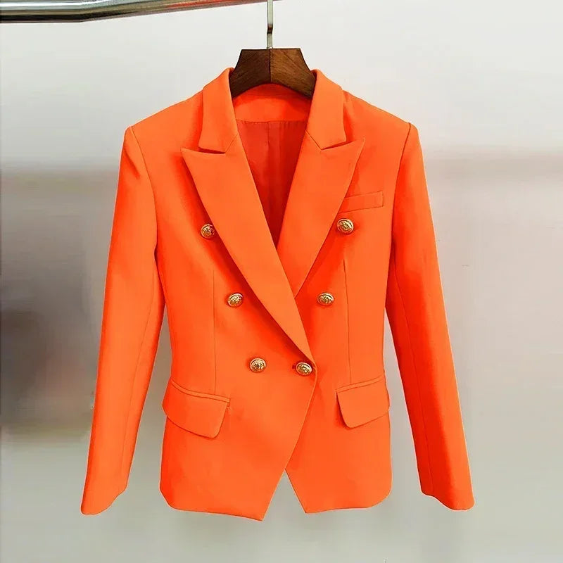 Double Breasted Blazer with Lion Buttons