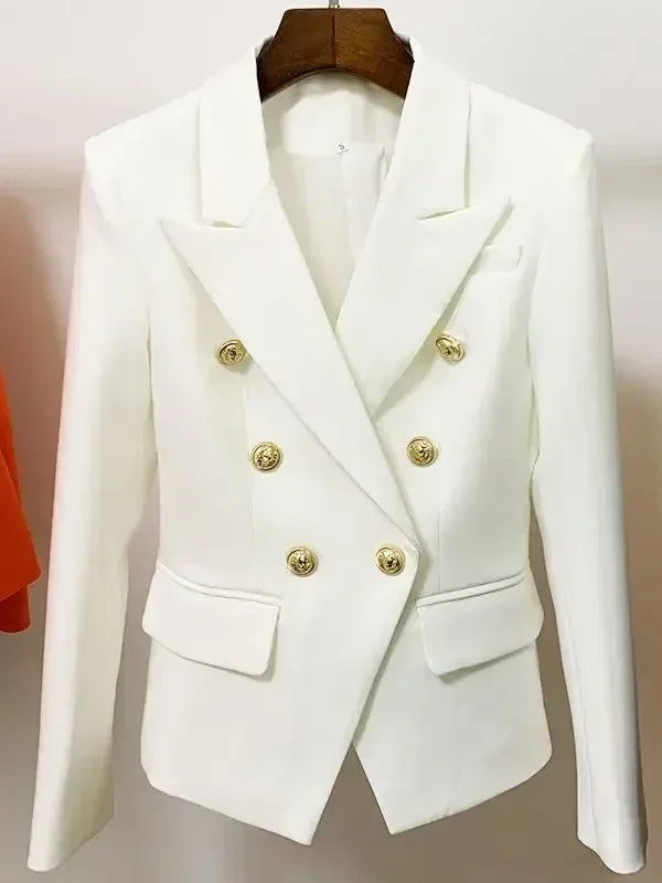 Double Breasted Blazer with Lion Buttons